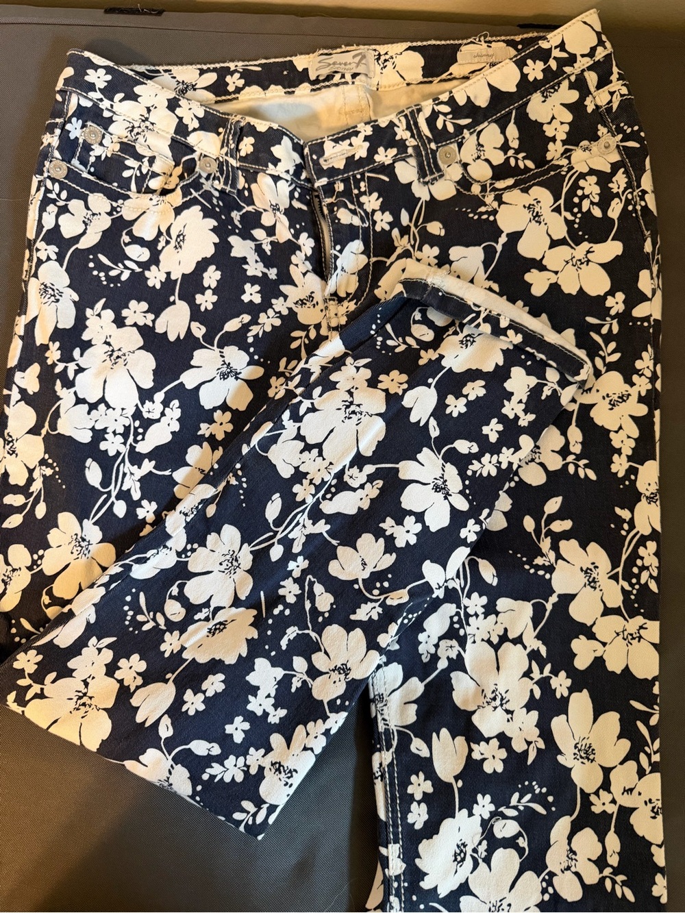 Seven7 Black and White Floral Skinny Jeans